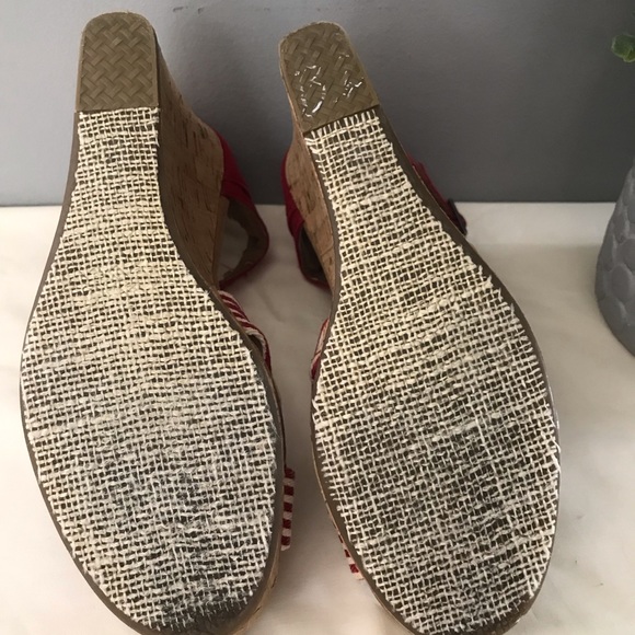 Toms Red Stripe Wedge Sandals - Picture 5 of 5